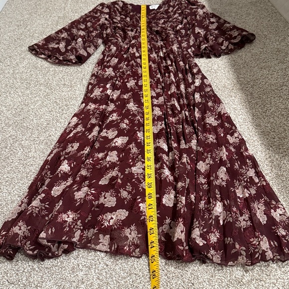Dainty Jewells Burgundy Floral Long Sleeve Dress - Picture 4 of 5
